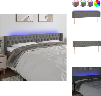 Produktbild von vidaXL LED Kopfteil Dunkelgrau 203x16x78/88 cm Stoff -  Kopf- & Fußenden