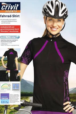 Produktbild von Damen Fahrrad Shirt IAN 56096 Schwarz/Lila S 36/38