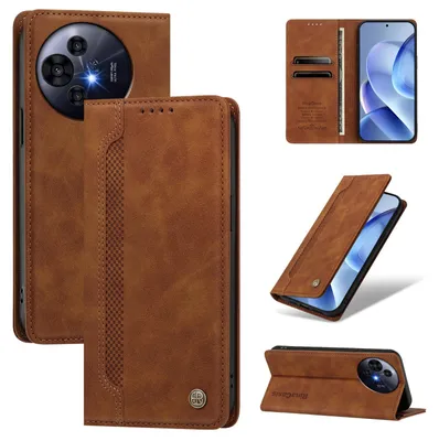 Produktbild von Handyhülle für TCL 50 Pro NxtPaper, Leder Wallet Klapphülle mit Standfunktion, Stoßfeste Schutzhülle Braun