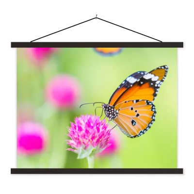 Produktbild von MuchoWow® Textilposter Insekten - Schmetterlinge - Blumen 40x30 cm mit schwarzem Rahmen - Dekorationen