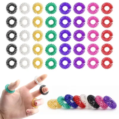Produktbild von Akupressurringe für Finger, zur Linderung von Gelenkschmerzen und besseren Durchblutung, 40 Stück, Edelstahl, 8 Farben