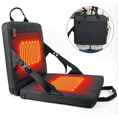 Produktbild von Beheizbares Sitzkissen mit Rückenlehne, faltbares Stadionkissen mit USB-Anschluss, 3 Heizstufen, tragbar für Camping, Sportveranstaltungen und Outdoor