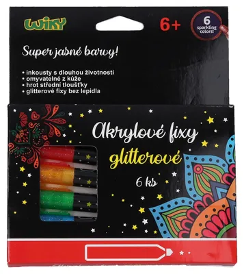 Image de Marqueurs à paillettes acryliques 6 pièces