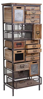 Produktbild von Apotheker-Schrank, Kommode, Tanne Holz massiv Vintage Shabby-Look 143x56x33cm