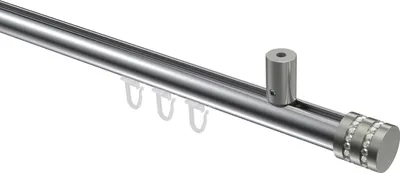 Produktbild von Interdeco Innenlaufstange / Gardinenstange mit Innenlauf Chrom / Edelstahl-Optik, Typ Sonius Estana (Glitzerkappe) Deckenmontage, 20 mm Ø 1-läufig, 100 cm