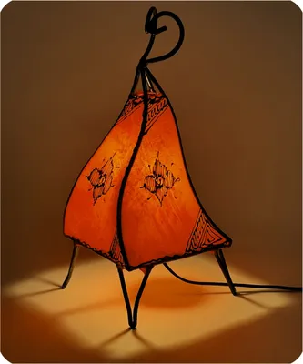 Produktbild von Orientalische Lampe Hennalampe marokkanische Lederlampe Tischleuchte Stehleuchte Mellah Orient 35-38 cm, orange