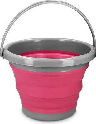 Produktbild von Navaris Falteimer Silikon Eimer faltbar - 5l Putzeimer Silikoneimer für Reinigung Camping Angeln Küche - 5 Liter Haushaltseimer in Rot Grau