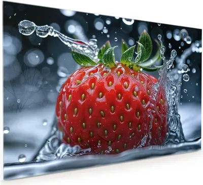 Produktbild von Küchenrückwand Spritzschutz Glas mit Motiv Erdbeere Splash 40 x 40 cm