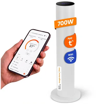 Produktbild von Dalsys Infrarotheizung Standgerät 700W 110x20cm Weiß - Infrarotstrahler stehend 360° Heizsäule - WiFi, App-Steuerung und Smarthome-Integration