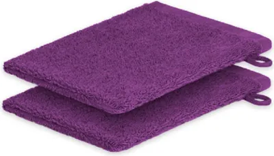 Produktbild von 2 x Waschhandschuh 15 x 21 cm 500g/m² Doppelpack Lila Hohe Qualität Neu/OVP