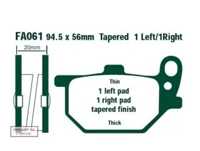 Produktbild von EBC Brakes Bremsbeläge Satz Bremsklötze für YAMAHA MOTORCYCLES XV FA061