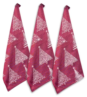 Obrázek produktu pro HOME ELEMENTS Set utěrek z egyptské bavlny 50*70 cm, 3 ks, Stromky červené