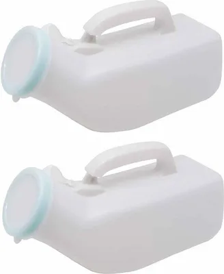 Immagine prodotto di 2 bottiglie per urina maschile da 1200 ml - Portatili, con coperchio e manico