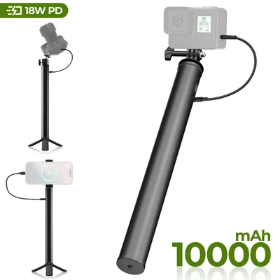 Produktbild von Selfie-Handgriff mit 10000mAh Akku, Powerbank, 1/4 Zoll Gewinde, PD 18W Schnellladung, Mini-Stativ für Smartphone & Actionkamera