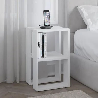 Immagine prodotto di Comodino due ripiani Lonie 34x30x55h colore bianco