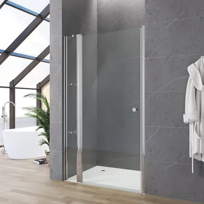 Produktbild von AQUABATOS Duschkabine Nischentür Dusche 110 cm Badezimmer Duschtür mit Festteil 5 mm ESG Sicherheitsglas Duschabtrennung Höhe 187 cm