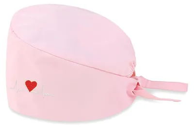 Chirurgische Damenmütze, Baumwolle, Herz-Pink, 1 St.