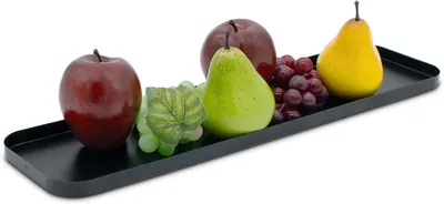 Produktbild von Schwarzes Metalltablett für Kerzen, 50 cm x 13 cm, rechteckiges Dekotablett mit Rand
