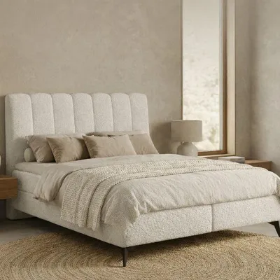 Obrázek produktu pro Postel VELUTTO s boxspringem 160x200 cm, úložnými prostory, matrací a topperem – kompletní sada čalouněné postele Bonell H3 – QUELLE 01