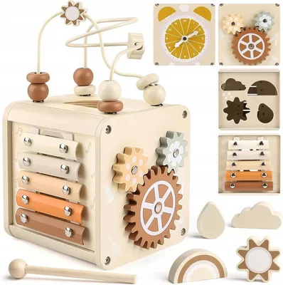 Produktbild von Holz Motorikwürfel 5-in-1 für Kinder mit Xylophon