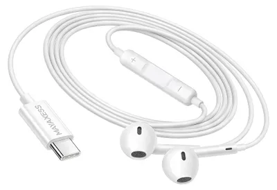 Produktbild von Mayaxess, USB-C Kabelkopfhörer mit Mikrofon für Xiaomi 15, Weiß