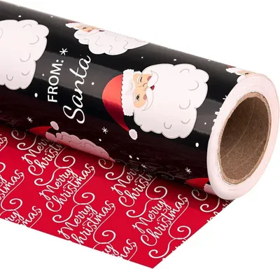 Obrázok produktu pre Obojstranný vianočný baliaci papier mini roll 43,2 cm x 10 m Black Father Christmas
