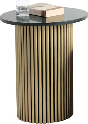 Produktbild von Eleganter Beistelltisch mit Marmor und vertikalem Metallrahmen