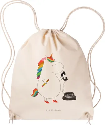 Produktbild von Mr. & Mrs. Panda gymnastiktasche Einhorn Sekretärin - Transparent - Geschenk, Unicorn, Steuerkanzlei, Einhörner, sporttasche klein, turnbeutel baumwolle, Büro, Jutebeutel