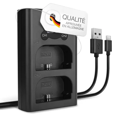 Image de CELLONIC Chargeur Double LP-E6 LP-E6N Smart et Rapide compatible avec Alimentation Dual LC-E6 CBC-E6 + Câble USB de Charge