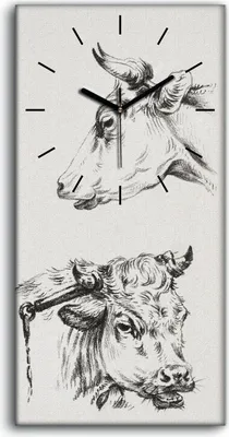 Produktbild von Dekor Leinwand Uhr Wandbilder Geräuschlos 30x60 Zeichnen von Tieren Kühe Kunst - schwarze Hände