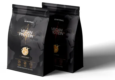 Produktbild von GYMTRAIL® Veganes Eiweißpulver aus Erbsenprotein 1000g | Pflanzliches Proteinpulver mit essenziellen Aminosäuren | Ohne Soja und Süßungsmittel mit Birkenzucker | Banana