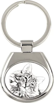 Produktbild von Norwegische Waldkatze - Schlüsselanhänger mit Katze, Anhänger mit Aufdruck, personalisierter Anhänger der Marke Art-Dog