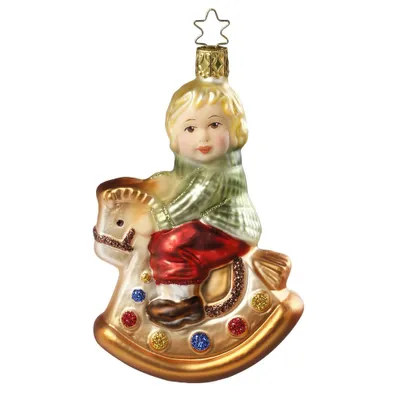 Produktbild von Weihnachtsritt 12.5 cm - Inge-Glas 10051S015 Kindheitserinnerungen - Christbaumschmuck Glas mundgeblasen Deko Baumschmuc