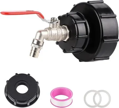 Produktbild von IBC-Wasserhahn für Container - Wasserreservoir - S100 x 8/S60 x 6 - Gewinde-Schraubhahn - 3/4 Zoll-Kugelhahn - Container-Adapter - Gartenschlauch-Anschluss