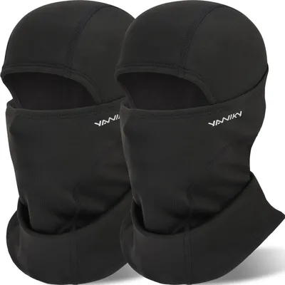 Immagine prodotto di Scaldacollo antivento, caldo, maschera da sci, maschera antivento per bicicletta, scaldacollo invernale, unisex, traspirante, nero, set da 2