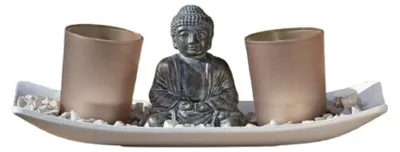 Produktbild von Windlicht sitzender Buddha Figur Kunstharz L 25 cm