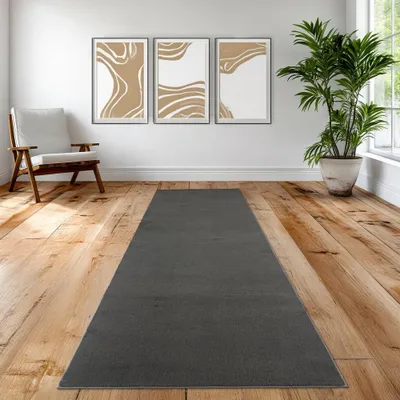 Produktbild von Anthrazit Teppich stilvoll weich modern pflegeleicht mit elegantem uni Design Größe - 60 x 110 cm