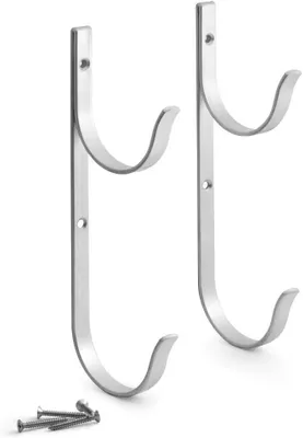 Productafbeelding van Zwembad Hanger - Paal Houder - Tuin Organiseren - Roestbestendig Aluminium - 2 Stuks - Zilver