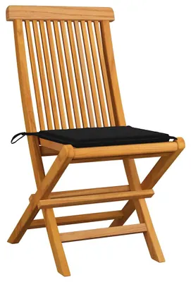 Imagen del producto de Sillas plegables de vidaXL con cojines s, juego de 6 unidades, fabricadas en madera maciza de teca