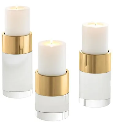 Immagine prodotto di Casa Padrino set di portacandele in cristallo oro - Decorazione per il soggiorno