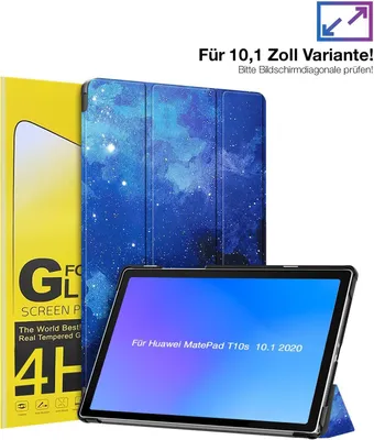 Produktbild von Schutzhülle + 2x 4H Displayfolie für Huawei MatePad T10s 10.1 Zoll 2020 Cover Case Schutz Tablet Farbe: Starry Sky