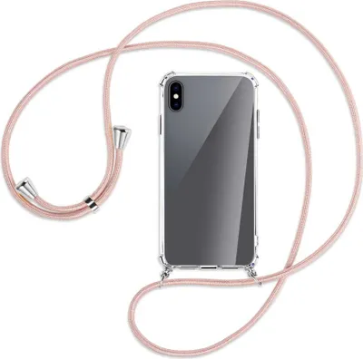 Produktbild von Handykette Backcover-Schutzhülle mit Band (Metall silberfarben) für Apple iPhone XS Max - roségold
