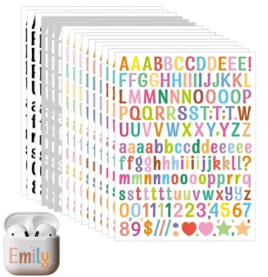 15 Bögen selbstklebende Buchstaben, Vinyl, 2280 Stück, wasserfest
