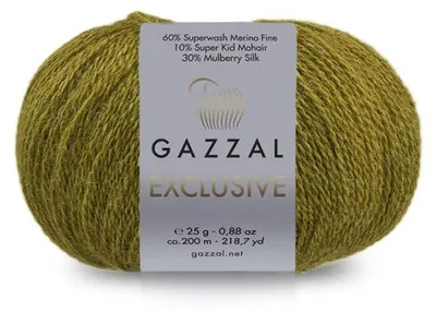 Produktbild von Gazzal Exclusive 9927 Olivgrün – Merino/Seide/Mohair Lacegarn 25g