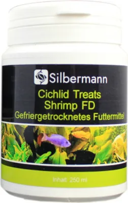 Produktbild von Silbermann Cichlid Treats FD Shrimp - sonnengetrocknete Shrimps als Ergänzungsfutter für Fische und Schildkröten (250 ml), SIS 200