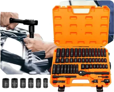 Image de Kit de vis à choc, 50 pièces, entraînement 3/8", compatibilité métrique et SAE