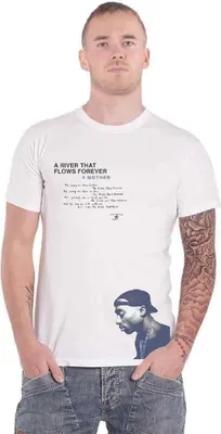 Produktbild von Tupac Shakur - "A River" T-Shirt für Herren/Damen Uni RO6465 (XL) (Weiß)