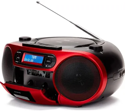 Obrázok produktu pre Aiwa BBTC-660DAB/RD Červené prenosné Hifi rádio s CD, kazetovým magnetofónom, Bluetooth, DAB+, USB