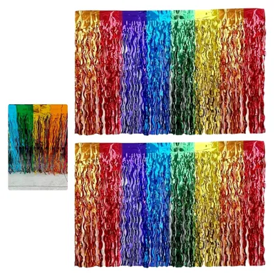 Produktbild von 2 Stück Regenbogen-Tischröcke mit Quasten, Tischdekoration für Partys