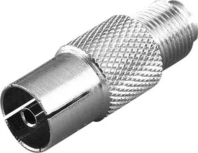 Produktbild von ViVanco™Kurzer Adapter von F-Buchse auf Koaxialbuchse - Silber, F-Typ, F-Typ, Männlich, Männlich, Silber, Metall